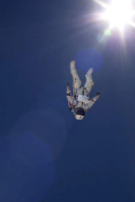 Felix Baumgartner in free fall during the Stratos jump © Luke Aikins/Red Bull Content Pool